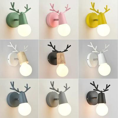Nástěnné světlo z parohů Nordic Moderní Nastavitelné Nástěnné svícny Barevná Kreslená Zvířecí Lampa Montovaná Dětský Pokoj Osvětlení na čtení