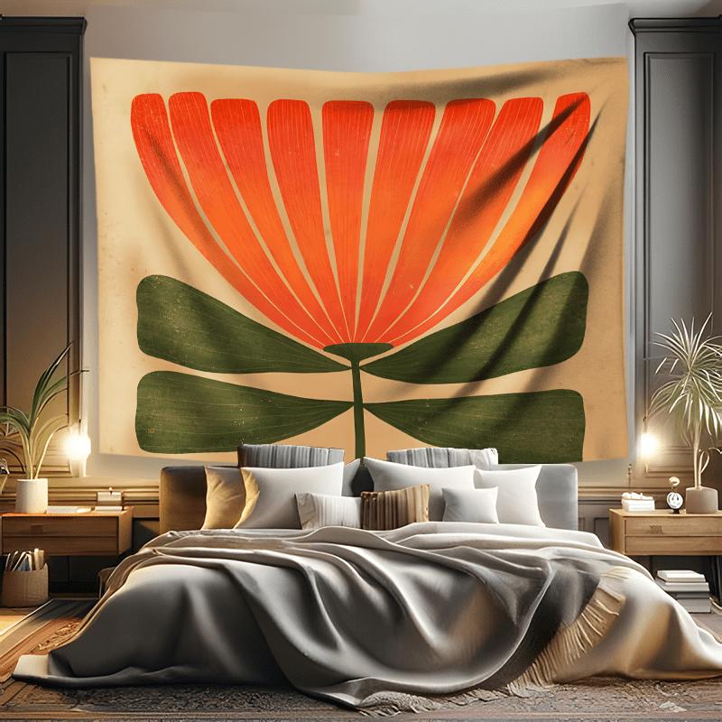 Retro Flower Art Tapestry 2D Single Print Vintage Durable Decorative Wall Tapestry Home Living Room Bedroom Elegant Space Decor