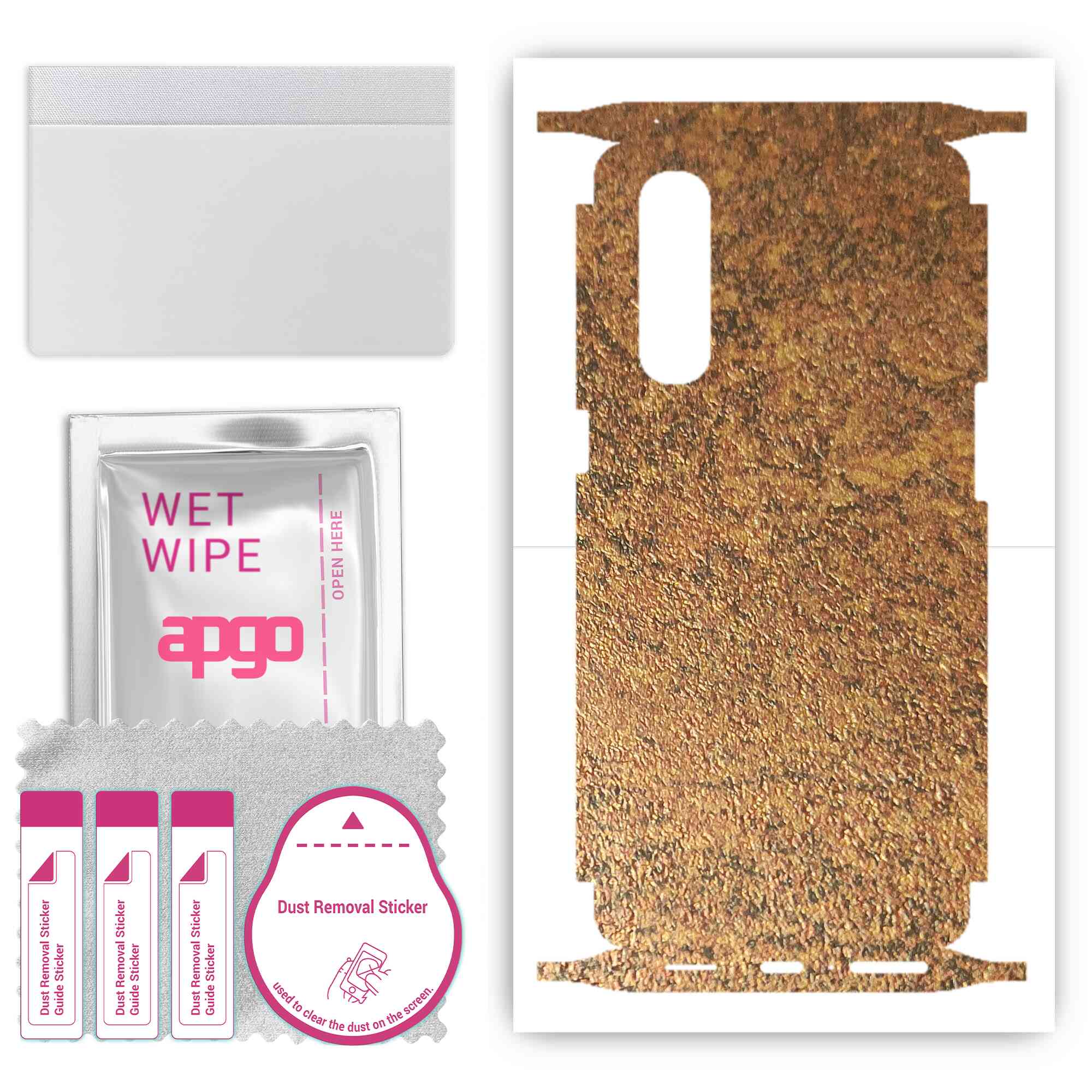 

apgo Protective Skin Sticker for the back+sides compatible with Oppo Reno3 Pro, Full Wrap Film, Foil, Vinyl - Pattern Rusty Copper