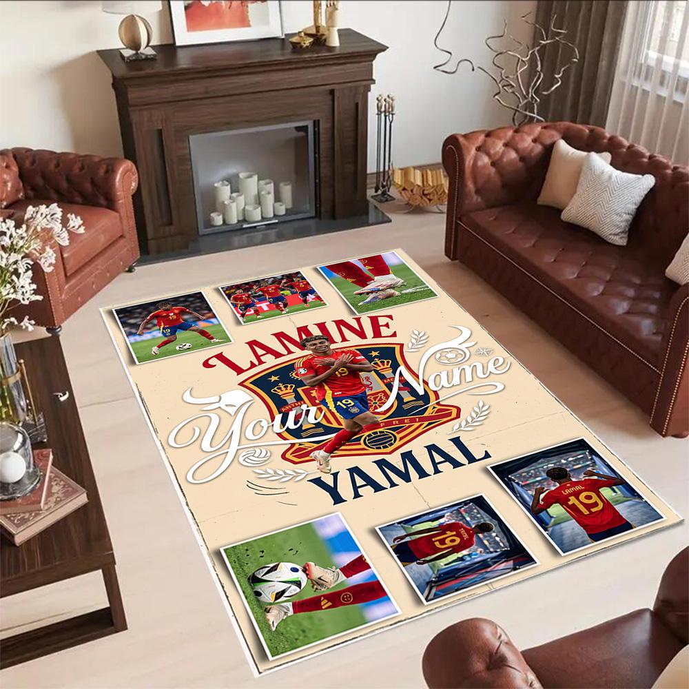 Lamin Yamal Customize Text Floor Rug Office Rug Perfect For Dining Room Study Room Outdoor Decorate Room Antislip Carpet Anime Office Decor