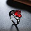 Fashion Couple Rings Romantic Women Heart Red Rhinestones Zircon Ring Men Stainless Steel Celtic Dragon Rings Wedding Jewelry