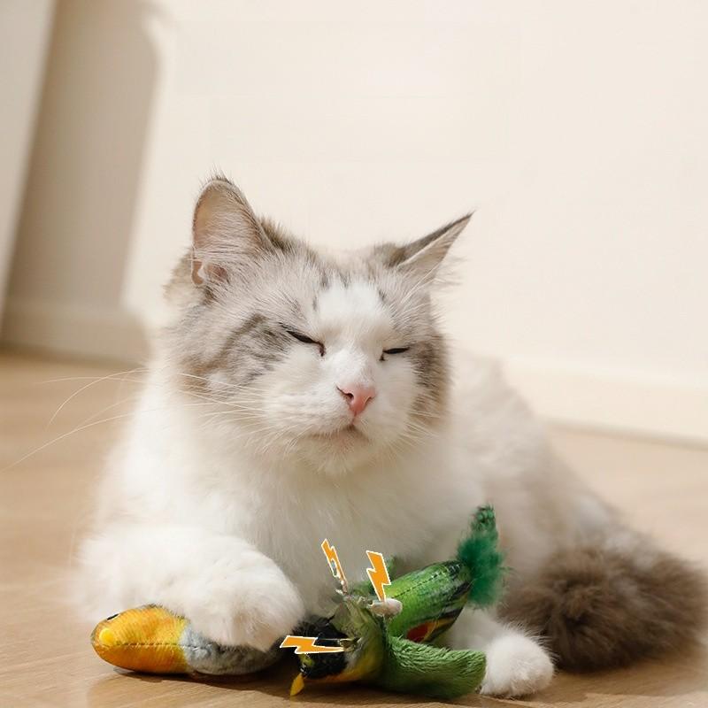 Plüsch Katzenspielzeug Vogel mit Geräusch für Indoor-Beschäftigung und Haustierunterhaltung