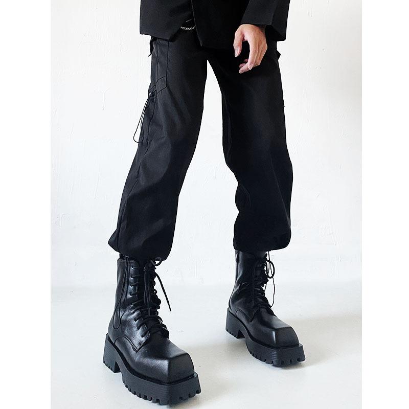 Ins British Paris Square Head Martin Boots Platform European and American Couples High Top Leather Chelsea Cigarette Boots