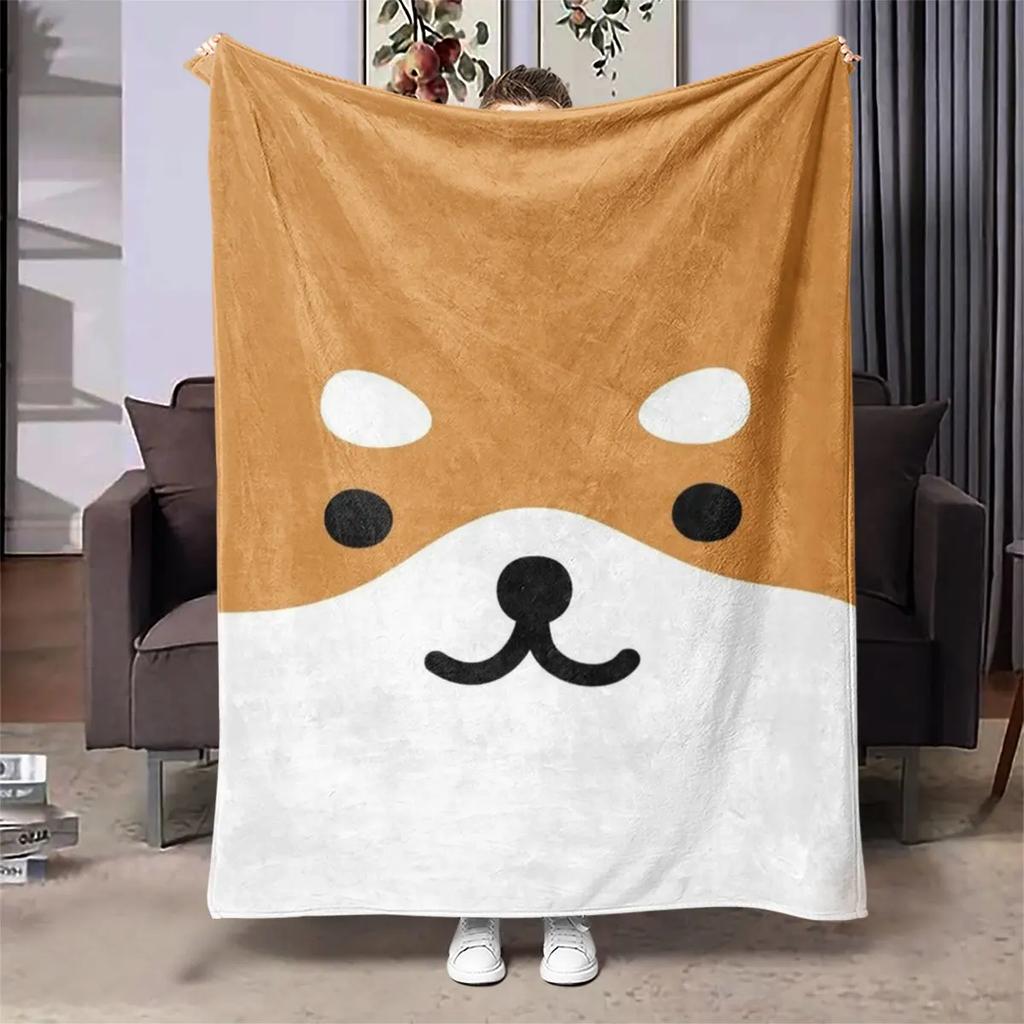 Shiba Inu Flannel printed blanket suitable for all seasons suitable for living room office sofa and travel 180x250CM
