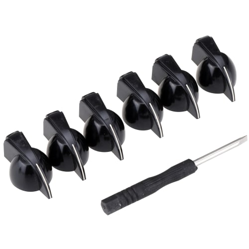 

Musiclily Pro Inch-Size Guitar Chicken Knobs for Amplifiers and Effects Pedals, Black (Set of 6)