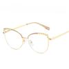 Senior Cat Eye Metal Glasses Women Men Rhinestone Metal Frame Computer Eye Protection Anti Blue Light Eyeglasses