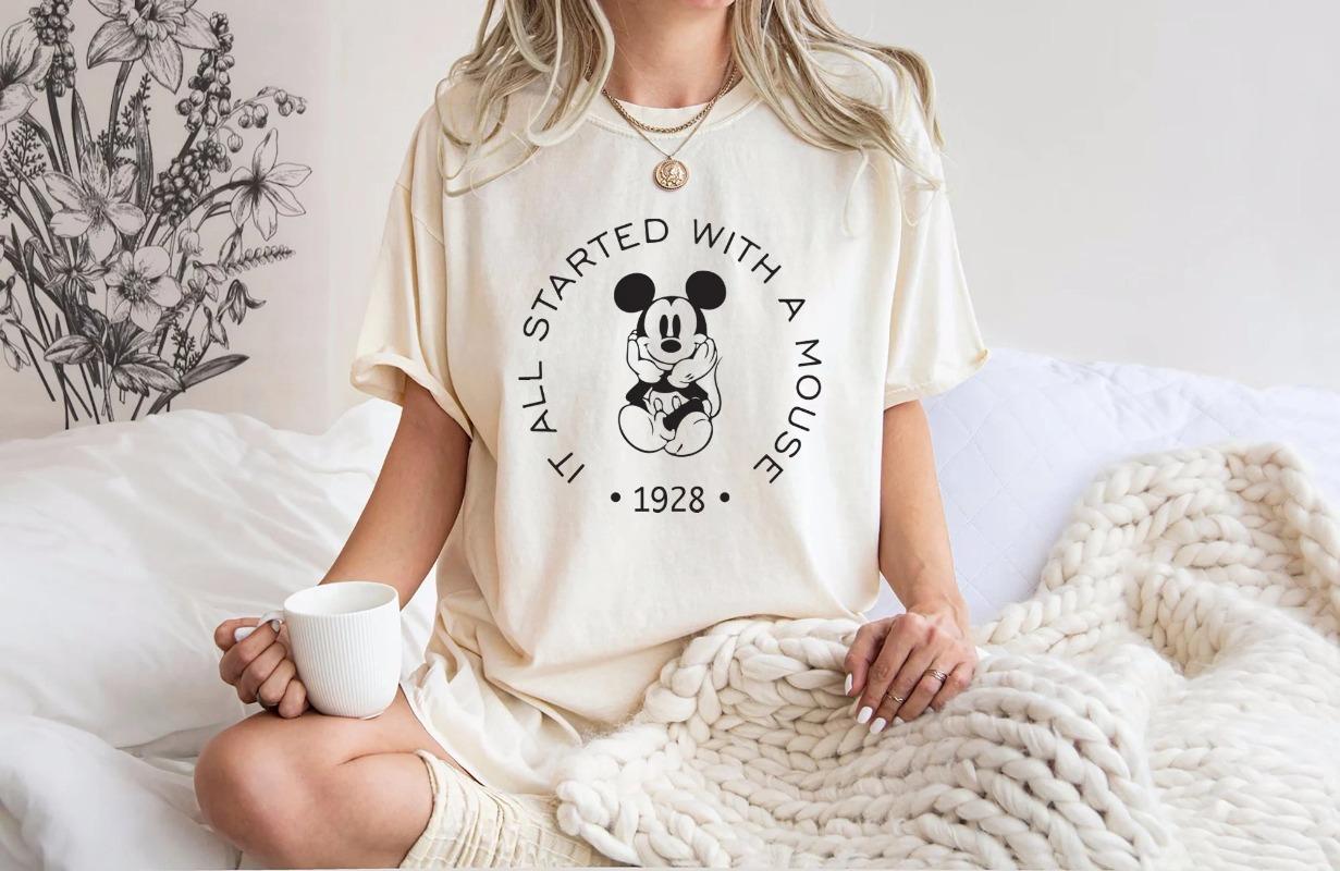 It All Started with a Mouse Shirt Disney 1928 Shirt Cute Disney Shirt Disney Fan Gift Disney Mickey Mouse Shirt S