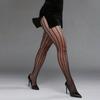 Kave Jacquard Fishnet Tights Fashion Vertical Stripe Pattern Mesh Pantyhose Sexy Black Sheer Tights Women Gothic Y2K Stockings