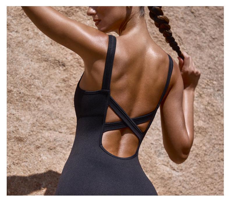 Sleeveless Cross-Back Hip-Lift Quick-Dry Yoga Bodysuit
