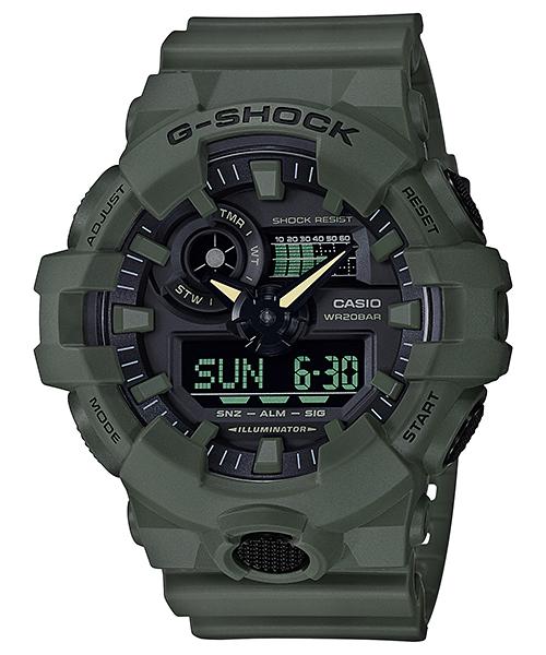 

Casio Men s Resin 200M Water Resistant Analog Shock Resistant Quartz Watch GA-700UC-3A зелёный
