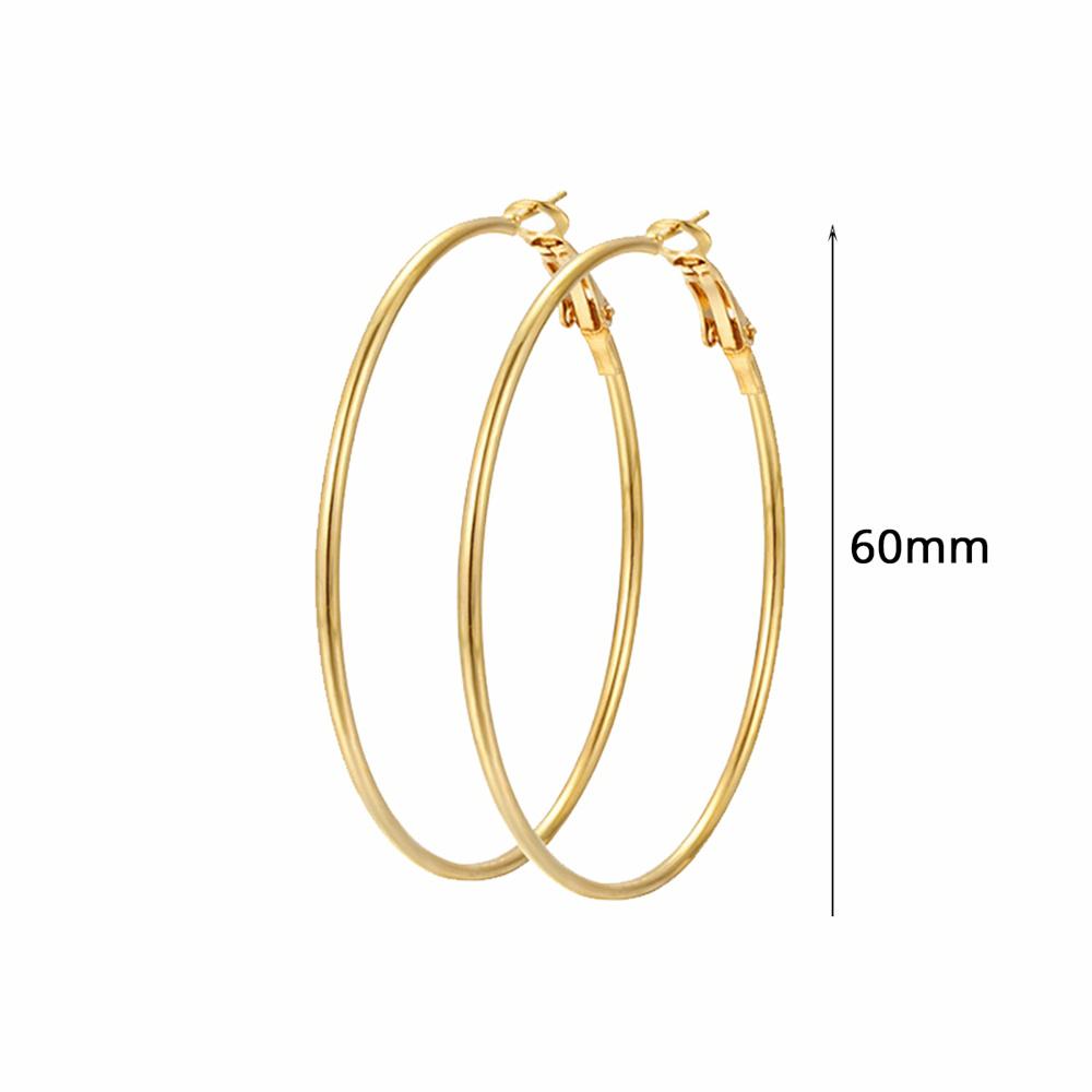 1 Pair Stainless Steel Smooth Big Circle Creole Hoop Earrings For Women Gold Color Party Ear Jewelry Brincos 2024 Hoops Gifts