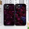 Elegante Custodia Nera con Rosa Viola Profondo per Samsung Galaxy S26 S25 S24 S24+ S23 Ultra S22 Plus S21 FE S20 Copertura Floreale