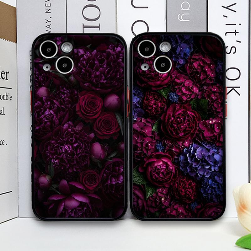 Stylish Black Rose Deep Purple Flower Phone Case for Samsung Galaxy S26 S25 S24 S24+ S23 Ultra S22 Plus S21 FE S20 Floral Cover