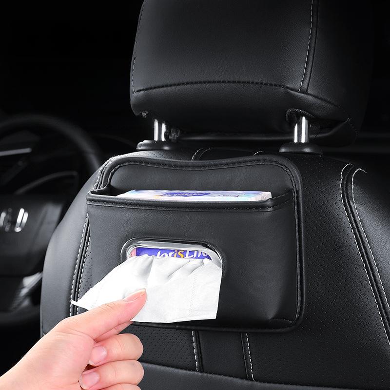 Car Tissue Holder Leather Paper Towel Dispenser Napkin Storage Box For Seat Back Door Driver Side Pocket Interior Accessories