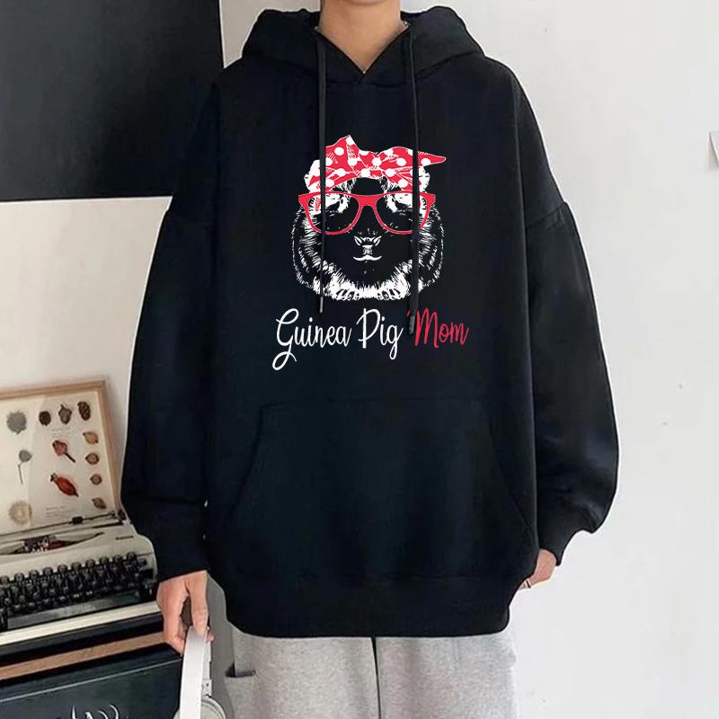 New Fashion Unisex Hoodies Guinea Pig Mom Printed Hooded Seatshirts Streetwear Women Casual Pullover Tops