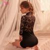 Sexy Underwear Private Room Temptation Secretary Uniform Autumn and Winter Short-sleeved Hip-wrapped Nightdress Casual Home Suit Pajamas Qqny