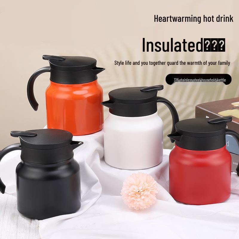 316 Stainless Steel Thermal Tea Pot with Handle - Large Capacity, Portable, Insulated for Home or Office Use