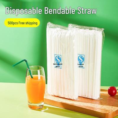 100 Bendable & Retractable Disposable Maternity Straws, Individually Wrapped, Plastic, for Kids' Household Use.