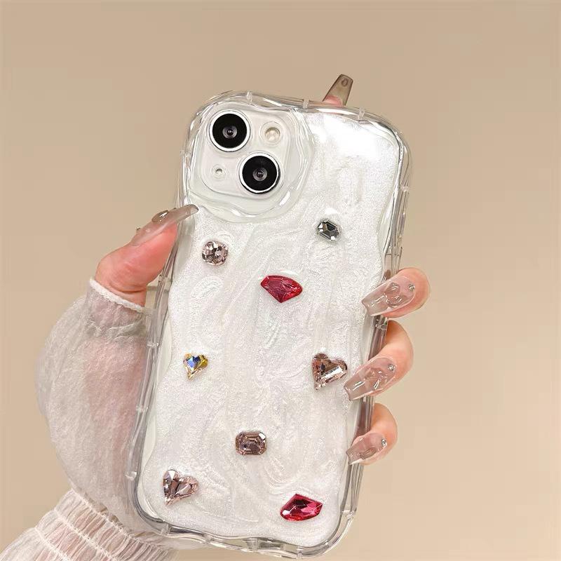 

For IPhone 16 Rhinestone Gem Phone Case for IPhone 17 Precision Hole Anti-fall Airbag Thickened Epoxy 14Promax For iPhone 7/8/SE 2020