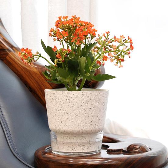 Self-Watering Flowerpot Plant Pot with Visual Reservoir Drainage Hole Self Watering Planter with Absorbent Rope for Indoor Outdoor Plants