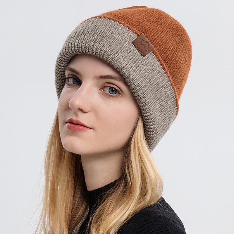 Winter Reversible Knitted Hat for Women Men Double Sided Solid Color Beanies Warm Thicken Bonnet Outdoor Windproof Sport Ski Cap Balaclava Beanie Hat