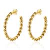 Retro 18K Gold 30MM Twisted Large Hoop Earrings for Round Face