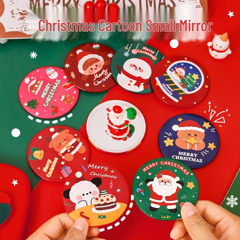 Portable Cartoon Christmas Mirror - Compact Cute Makeup Gift for Students