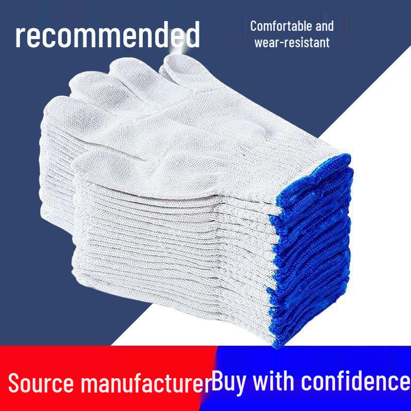 5-Off New Arrival: Thick, Durable Cotton Yarn & Nylon Work Gloves - Non-Slip, Dirt-Resistant