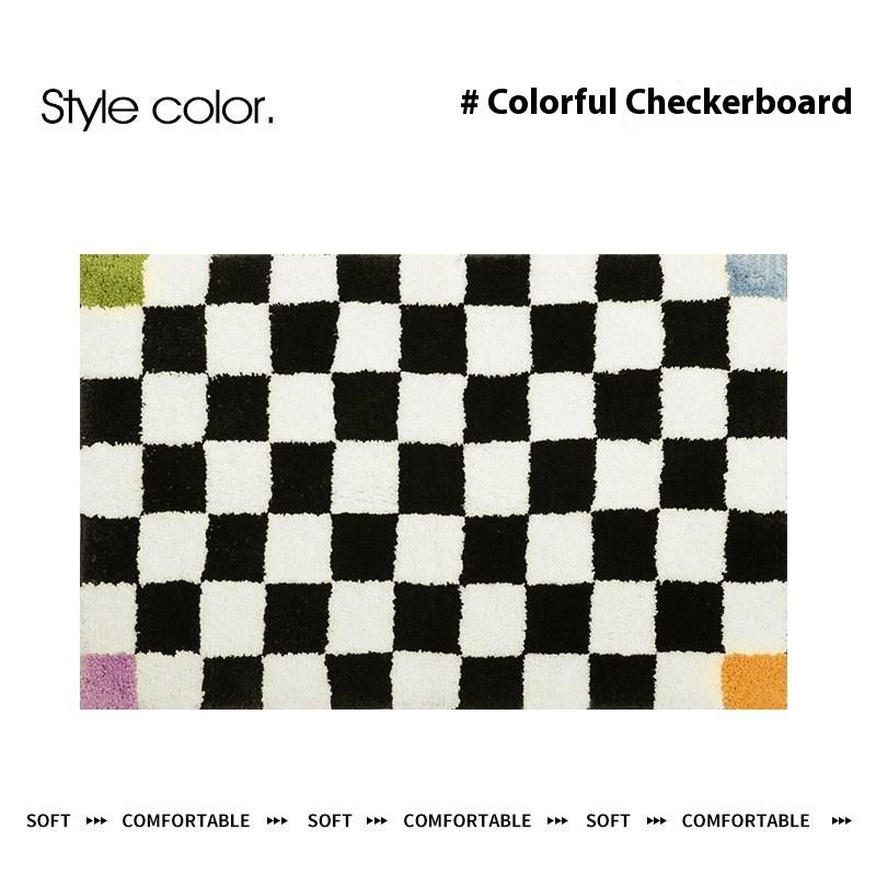 Modern Ins Checkerboard Cashmere Rug Comfortable Soft Cooling Bedroom Bed Blanket Bay Window Blanket Cloakroom Carpet