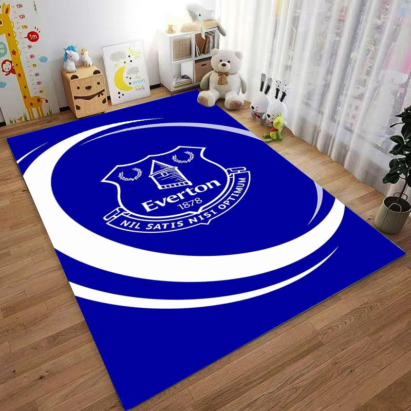 Blue Carpet with Everton Logo and Nil Satis Nisi Optimum Text Suitable for use as an anti-slip for living room bedroom sofas