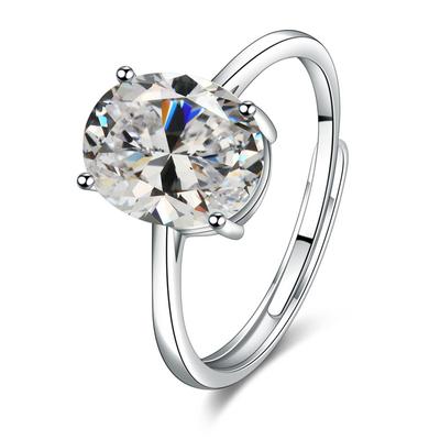 Large Oval Stone Jewelry Set Women 925 Sterling Silver Ring Girls Bridal Wedding Finger Accessories Egg Shaped Crystal Ring Lady