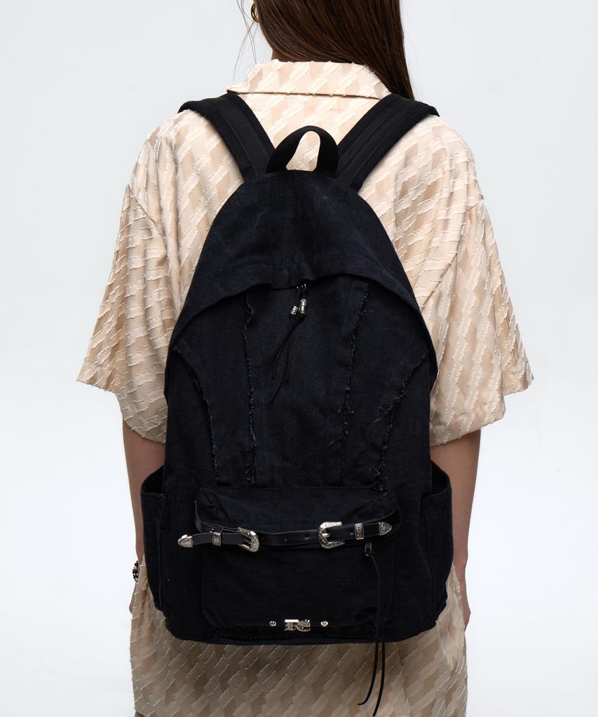 Rssc Raw Cut Denim Backpack - Black