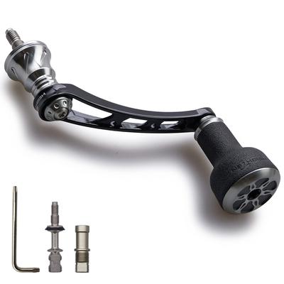 ERHÖHTER 56mm Rollengriff mit 24mm TPE-Kurbelknauf für Shimano und Daiwa Spinnrollen (Schwarz & Rotguss) (476)