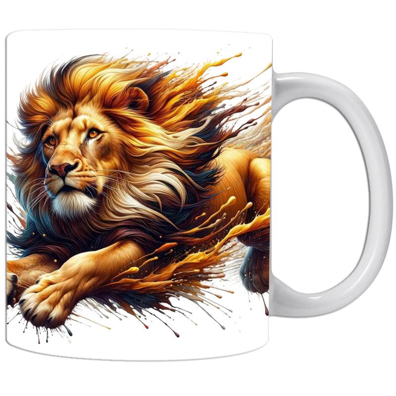 Lion Cat Ceramic Coffee Mark Cup Tea Cup New Holiday Gift King Mug
