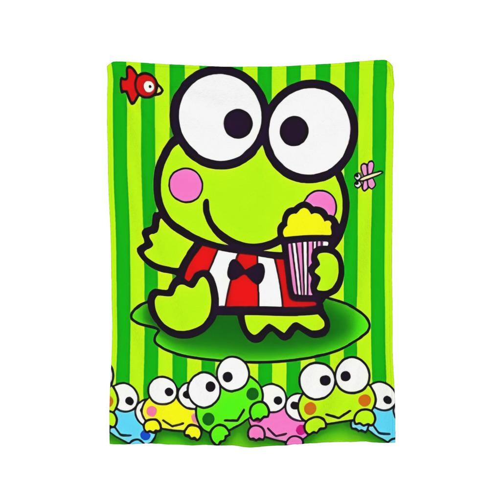 Keroppi Flannel Blankets Anime  Fashion Throw Blankets for Home 125*100cm Bedspread,