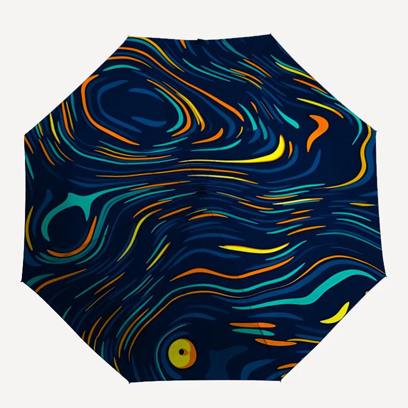 1 шт. Компактный складной зонт-автомат «Галактический вихрь», 8 спиц, прочный купол, легкий, портативный, для повседневного использования, подарок,,091