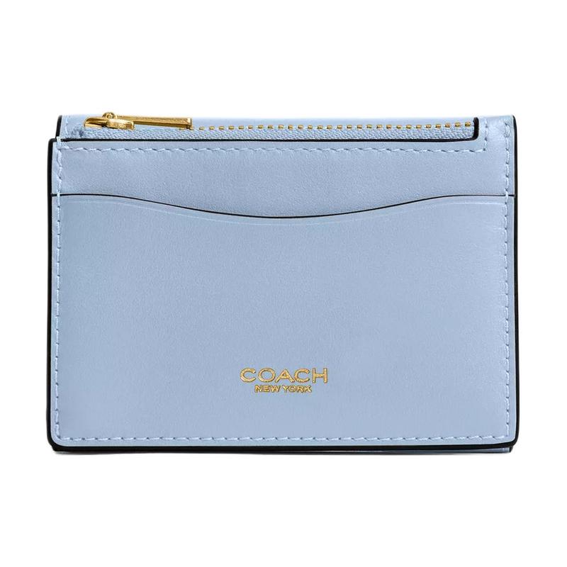 COACH Essential 10 Signature Hardware Removable Card Holder Calfskin Wallet Women s Blue blue синий