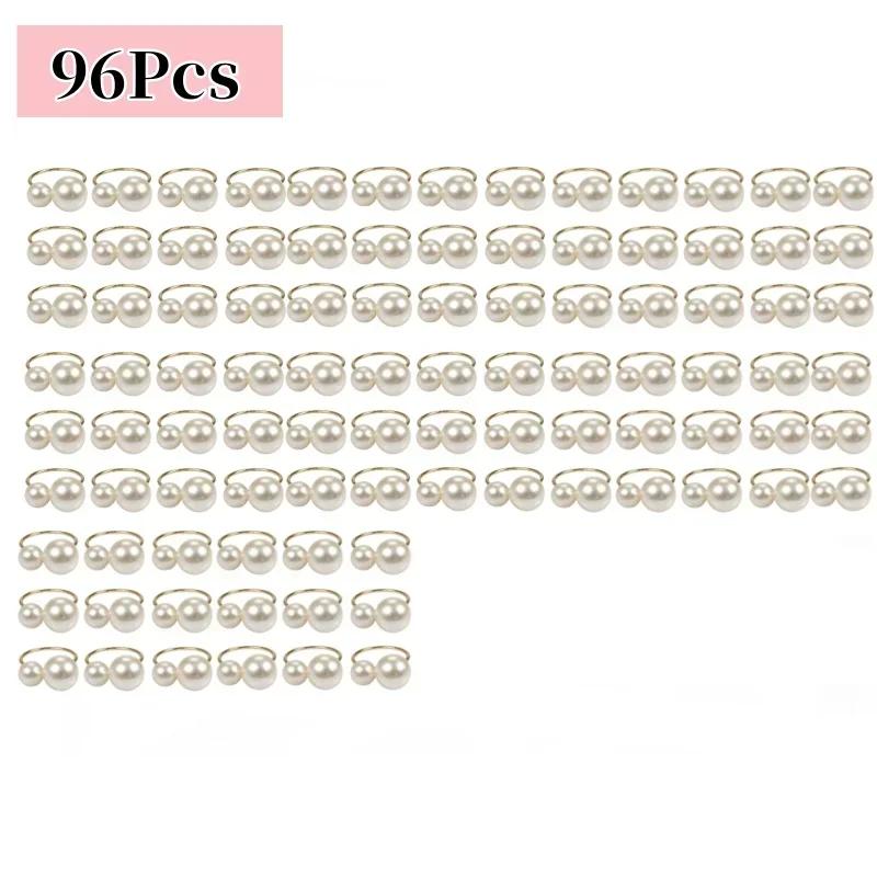 96Pcs Small Large Pearl Napkin Ring Frame, Metal Napkin Ring, Wedding Party, Holiday Banquet, Christmas Dinner, Decorative Gifts