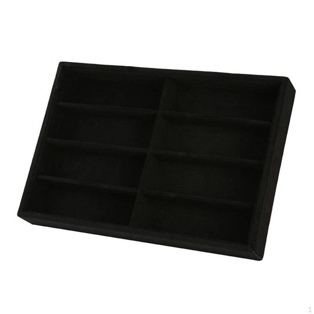 8Slot Eyeglasses Tray Raised Dividers 8 Slot Sunglass Lined Interior Storage Item Gray
