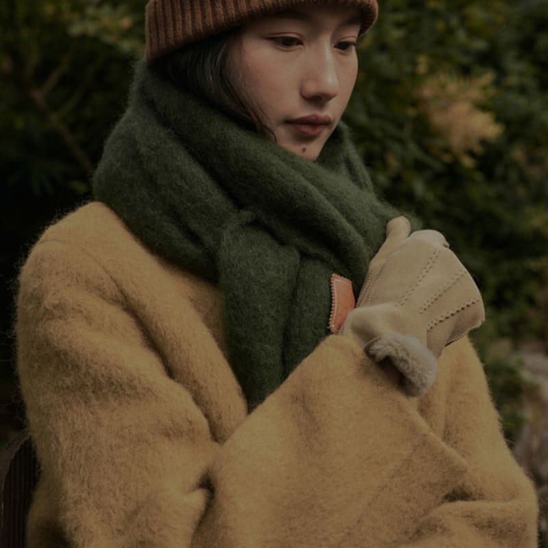 WISELY FROST MOHAIR Wool MUFFLER_GREEN