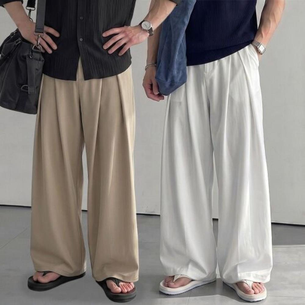 Onl Men S Pintuck Half Banding Wrinkle Free Wide SlackS