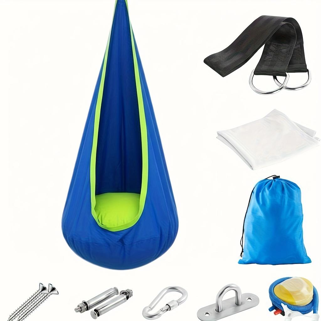 

Heavy Duty Hammock Chair, Portable Indoor/outdoor Swing with Inflatable Pillow and Pocket - Ideal Choice for Camping and Balcony синий