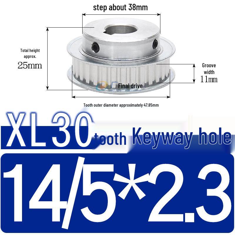 Synchronous Pulley XL, 30 Teeth, BF Type, Groove 11mm, Keyway Bore 5-25mm, Boss with Setscrew