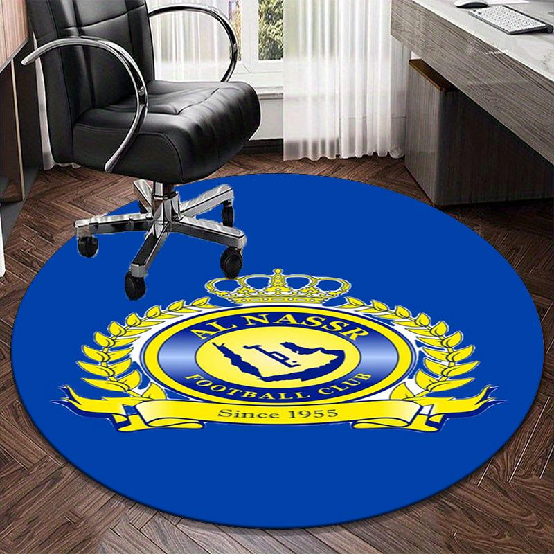 1PC round rug Nassr Football Club Crest Printed Round Area Rug ,Rug For Home Office, Round Chair Rug, Decorative Carpet Fan gifts Christmas gift