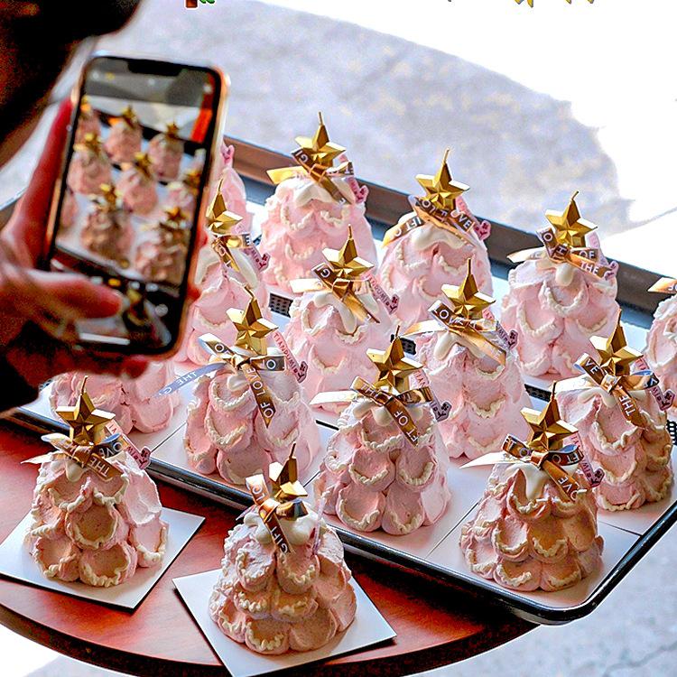 2024 Christmas Cake Decorations: Mini Tree, Ribbon, Star, and Candle Toppers