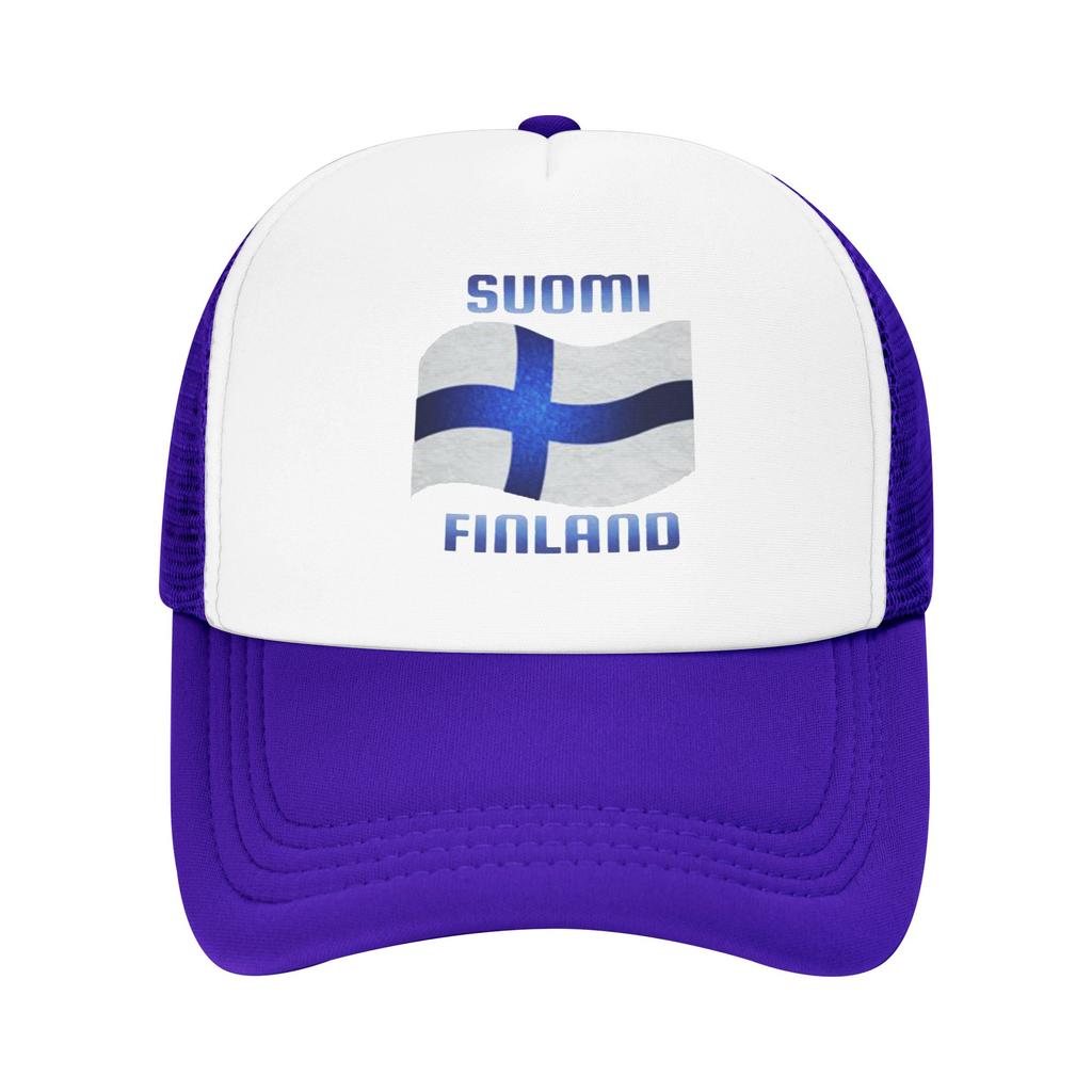 Finnland Flagge Finnland Blaues Kreuz Wandern Mesh Baseballkappen Für Damen Erwachsene Weiblich Strand Papa Hüte Hip Hop Trucker Cap