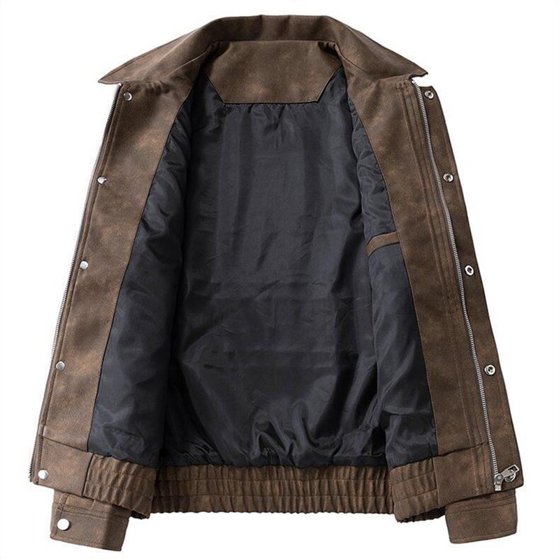 Jaro podzim business ležérní bundy pánská móda volné zipy límec dolů jednobarevné kabáty pánské vysoce kvalitní kabát