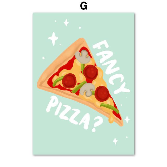 Tropische Pflanzen Daisy Vase Pizza Kaffeetasse Essen Abstrakte Poster Drucke Wand Kunst Leinwand Bilder Boho Küche Wohnzimmer Dekor Kein Rahmen