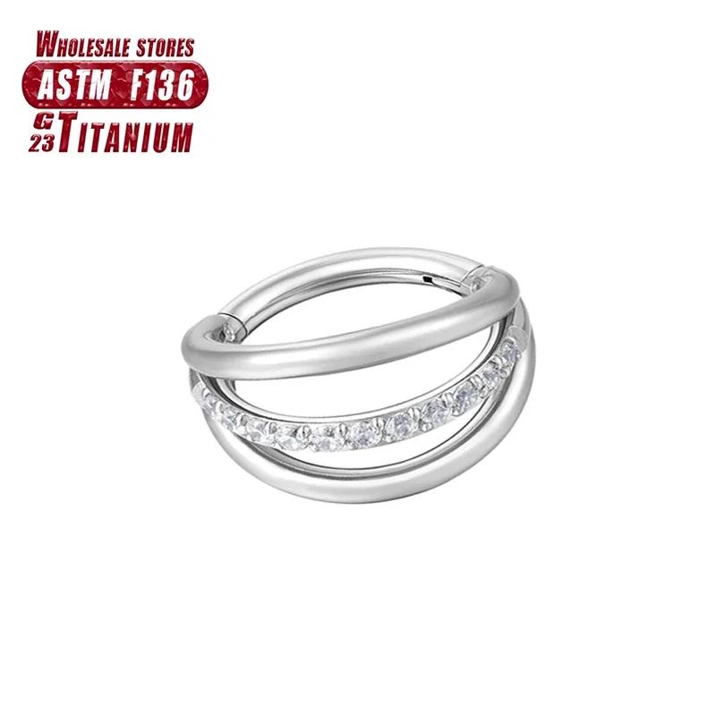 F136 Titan Piercing Septum Zirkon Ohr Tragus Knorpel Nasenringe Daith Helix Ring Clicker Schmuck für Damen Mädchen Geschenk