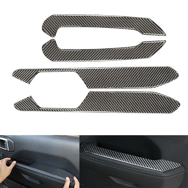 4Pcs Carbon Fiber Car Interior Door Armrest Panel Cover Trim Decoration Accessories for Jeep Wrangler JL Gladiator JT